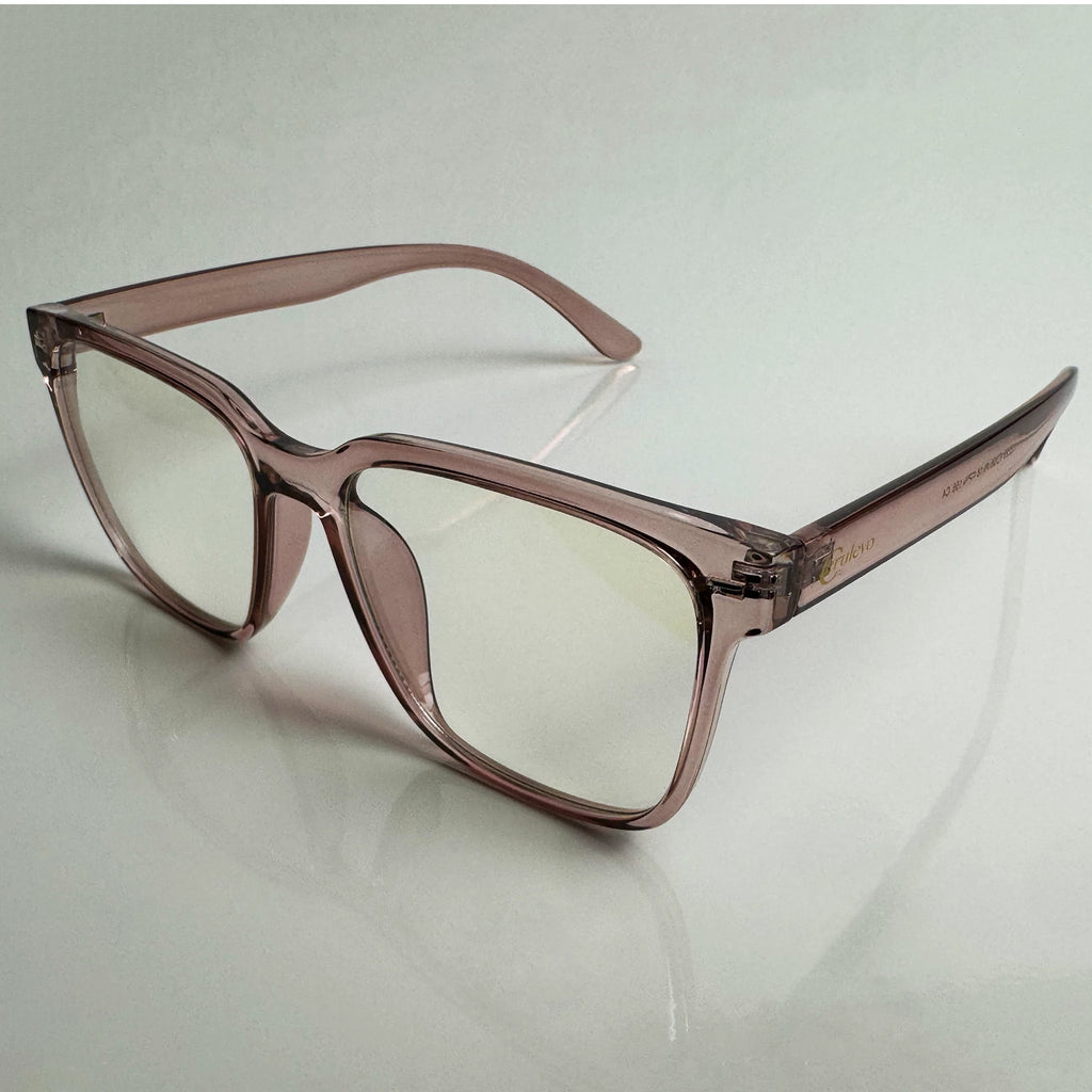 Blaulichtfilterbrille Cerulevo Modell Seruce rose mit transparenten Gläsern vorne Winkel