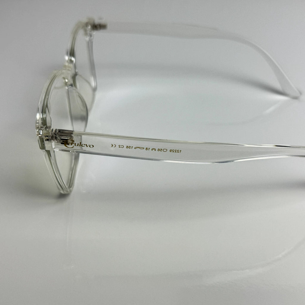 Blaulichtfilterbrille Cerulevo Modell Seruce transparent mit transparenten Gläsern linke Seite