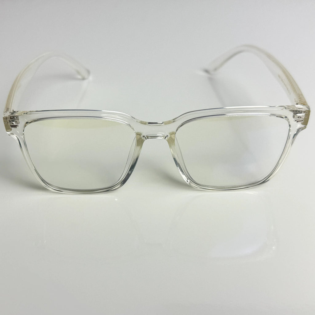 Blaulichtfilterbrille Cerulevo Modell Seruce transparent mit transparenten Gläsern vorne